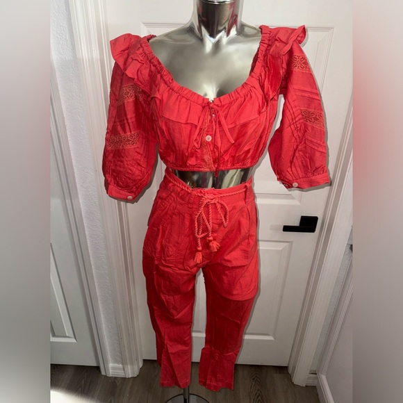 Free People Linen blend Crop Top & Pants Set small - Picture 3 of 16